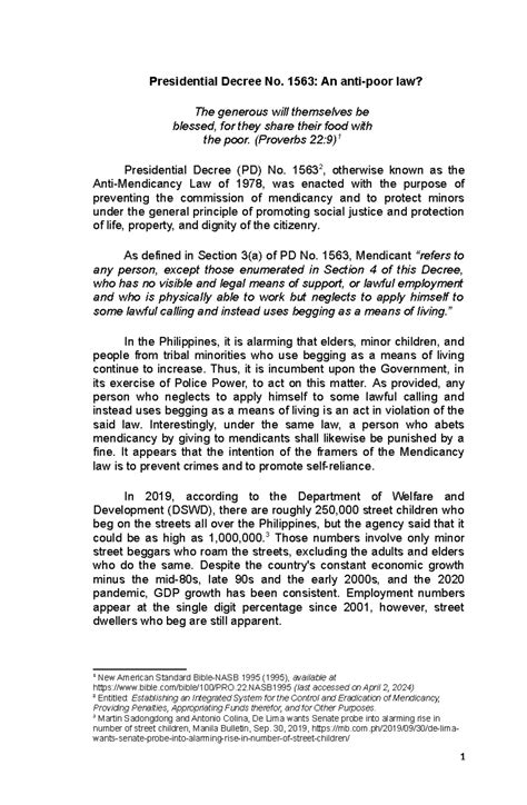 Presidential Decree No. 1563: Mendicancy Law Of 1978 .